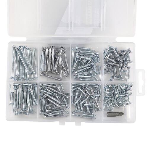 Wood Screw Assortment Zinc-Plated (231-Piece per Pack)