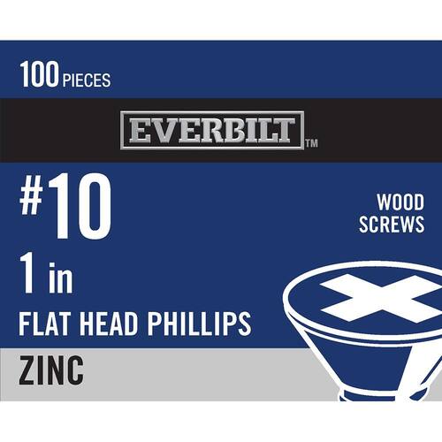 Wood Screw #10 x 1 in. Zinc Plated Phillips Flat Head (100-Pack)