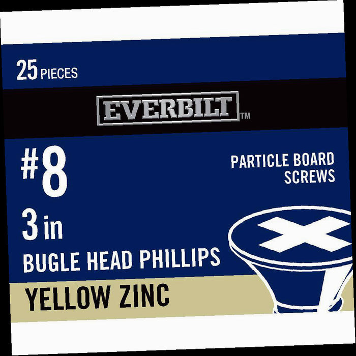 Screw #8 x x 3 in. Coarse Zinc-Plated Phillips Head Wood Screws (25 Per-Pack) Head Bugle