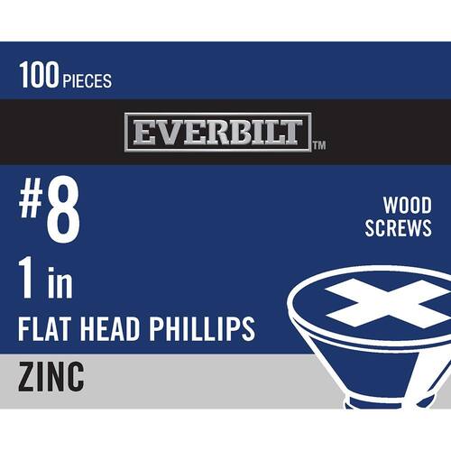 Wood Screw #8 x 1 in. Zinc Plated Phillips Flat Head (100-Pack)