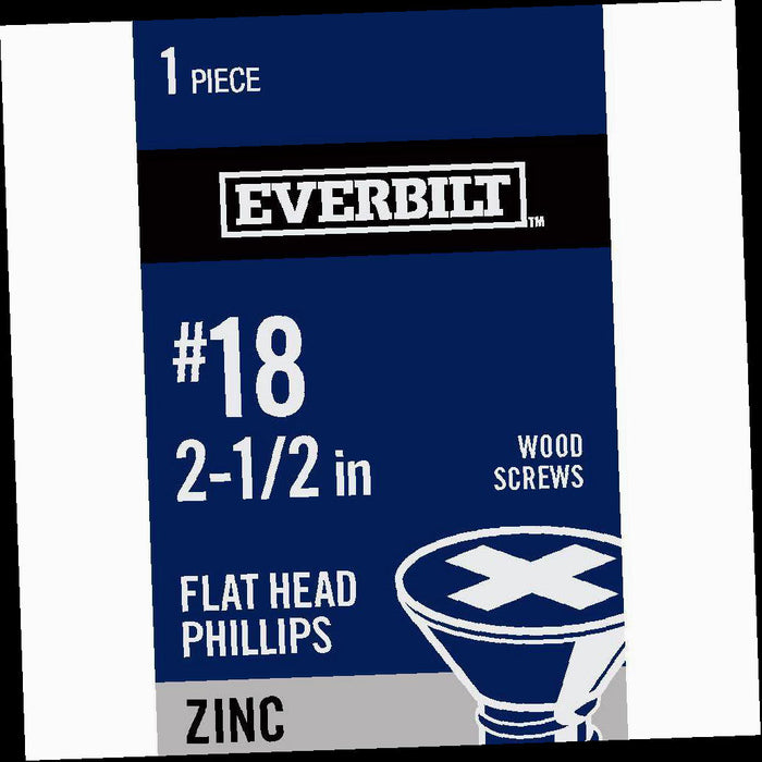 Screw #18 x x 2-1/2 in. Zinc Plated Phillips Head Wood Screw (1-Pack) Head Flat