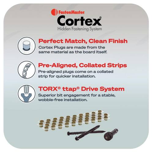 Collated Cortex Hidden Fastening System for Fiberon ArmorGuard Decking - 2-1/2 in. screws and plugs in Forest Brown, 50 LF