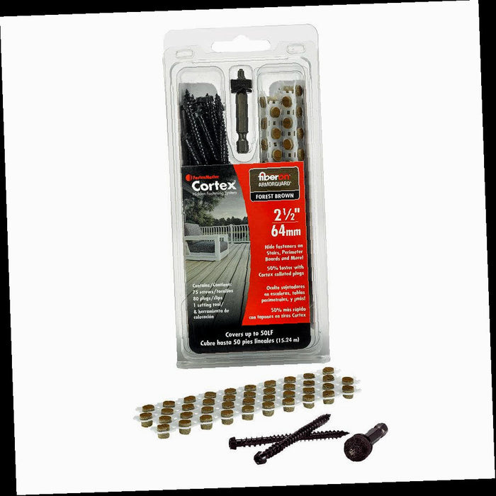 Collated Cortex Hidden Fastening System for Fiberon ArmorGuard Decking - 2-1/2 in. screws and plugs in Forest Brown, 50 LF