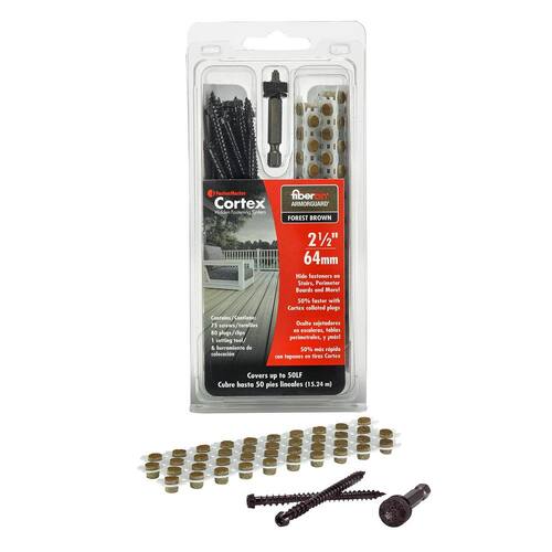 Collated Cortex Hidden Fastening System for Fiberon ArmorGuard Decking - 2-1/2 in. screws and plugs in Forest Brown, 50 LF