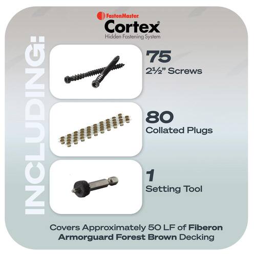 Collated Cortex Hidden Fastening System for Fiberon ArmorGuard Decking - 2-1/2 in. screws and plugs in Forest Brown, 50 LF