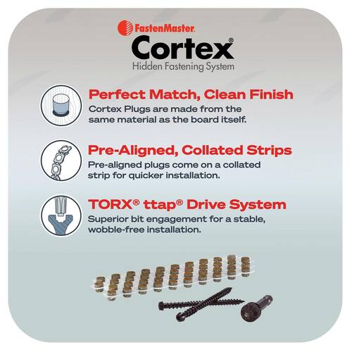 Collated Cortex Hidden Fastening System for Trex Transcend Decking - 2-1/2 in. screws and plugs in Spiced Rum, 50 LF