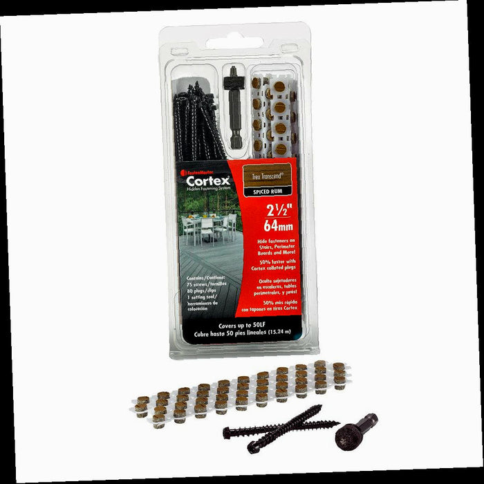 Collated Cortex Hidden Fastening System for Trex Transcend Decking - 2-1/2 in. screws and plugs in Spiced Rum, 50 LF