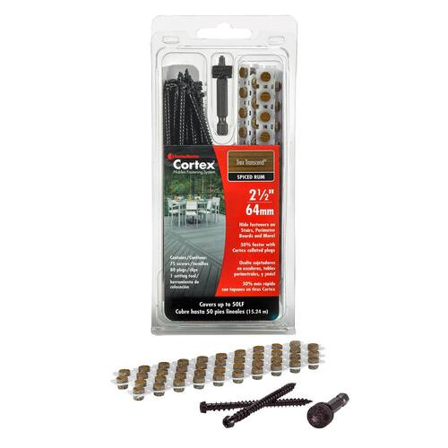 Collated Cortex Hidden Fastening System for Trex Transcend Decking - 2-1/2 in. screws and plugs in Spiced Rum, 50 LF