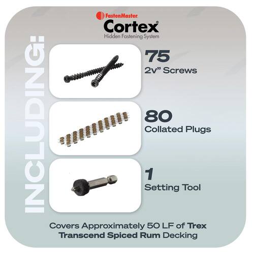 Collated Cortex Hidden Fastening System for Trex Transcend Decking - 2-1/2 in. screws and plugs in Spiced Rum, 50 LF