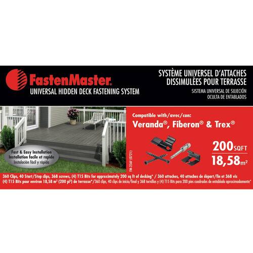 Universal Hidden Deck Fastening System Stainless steel hidden deck screws and clips  Black, 200 SF