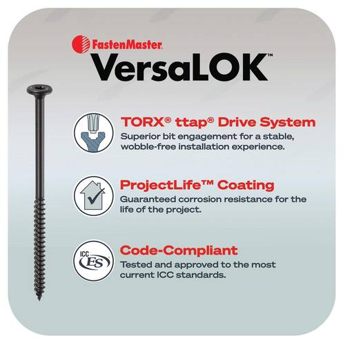 Wood Screw #12 x 6 in. Flat Head Torx Black Finish (50-Pack)