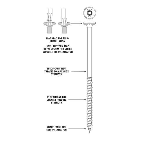 Wood Screw #12 x 6 in. Flat Head Torx Black Finish (50-Pack)