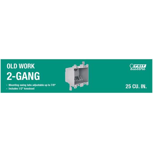 Electrical Outlet Box 2-Gang Old Work PVC Gray 25 cu. in.