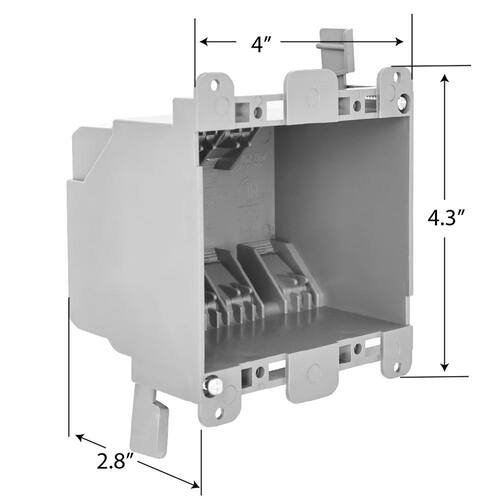 Electrical Outlet Box 2-Gang Old Work PVC Gray 25 cu. in.