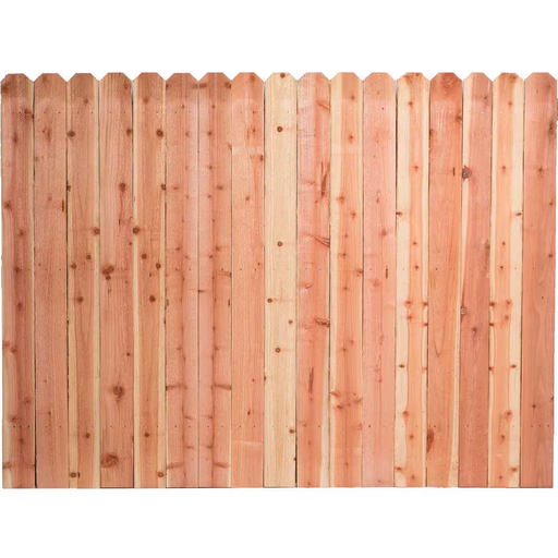  Redwood Dog-Ear Fence Panel 6 ft. x 8 ft. Brown