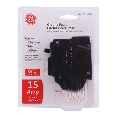 Circuit Breaker 15 Amp Pole Single Ground Fault with Self-Test