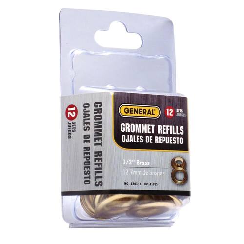 Grommet Kit Refill Solid Brass 1/2 in. and Refill (12-Pack)