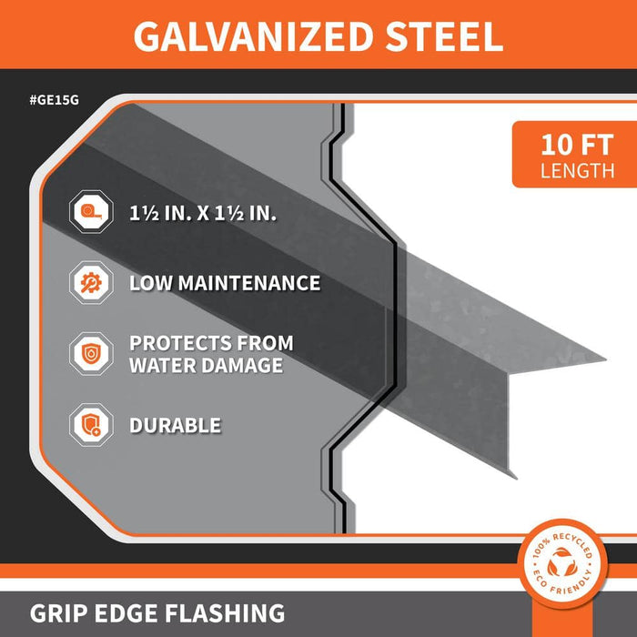 Rain Diverter 1-1/2 in. x 1-1/2 in. x 10 ft. Galvanized Steel Metallic 28-Gauge