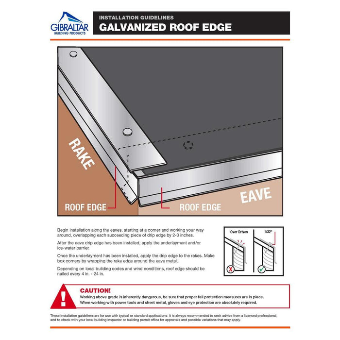 Drip Edge Flashing 1 in. x 2 in. x 10 ft. C3 Galvanized Steel Metallic 28-Gauge