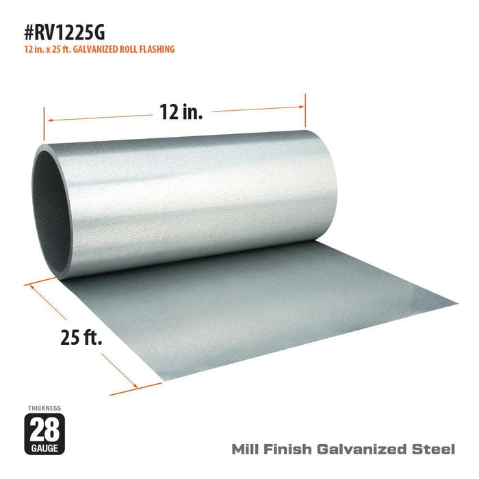 Roll Valley 12 in. x 25 ft. Galvanized Steel Metallic 28-Gauge