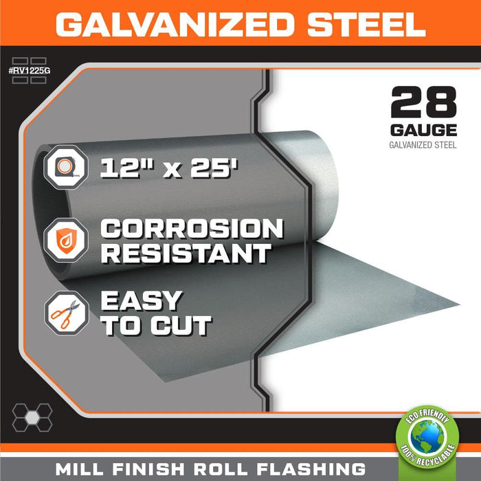 Roll Valley 12 in. x 25 ft. Galvanized Steel Metallic 28-Gauge