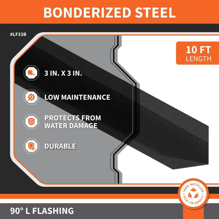 Drip Edge Flashing L-90 3 in. x 3 in. x 10 ft. Bonderized Steel Gray 28-Gauge