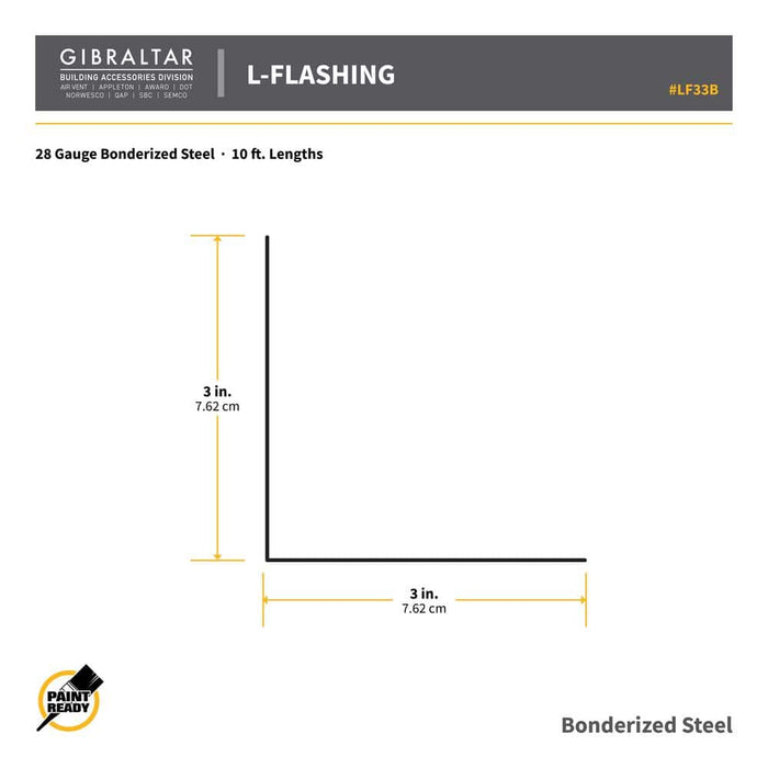 Drip Edge Flashing L-90 3 in. x 3 in. x 10 ft. Bonderized Steel Gray 28-Gauge