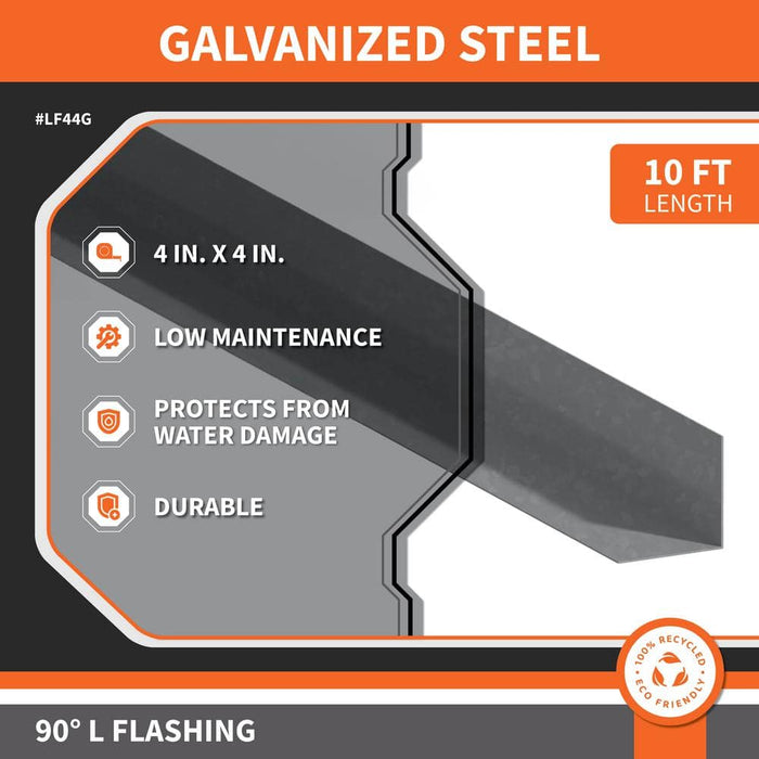 Rain Diverter 4 in. x 4 in. x 10 ft. L-90 Galvanized Steel Metallic