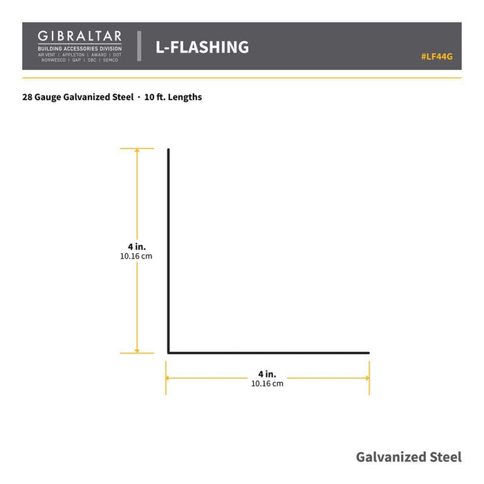 Rain Diverter 4 in. x 4 in. x 10 ft. L-90 Galvanized Steel Metallic