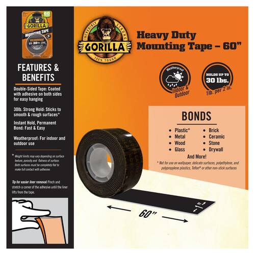 Black Heavy Duty Mounting Tape 1 in. x 1.67 yd.