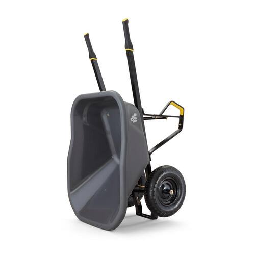 Wheelbarrow Dual-Wheel Pro-Grade Poly Bucket Steel Handles Dual 16 in. Pneumatic Wheels Easy-Dump Design 8 cu. ft.