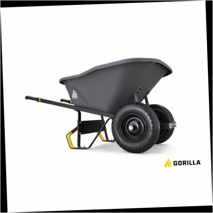 Wheelbarrow Dual-Wheel Pro-Grade Poly Bucket Steel Handles Dual 16 in. Pneumatic Wheels Easy-Dump Design 8 cu. ft.