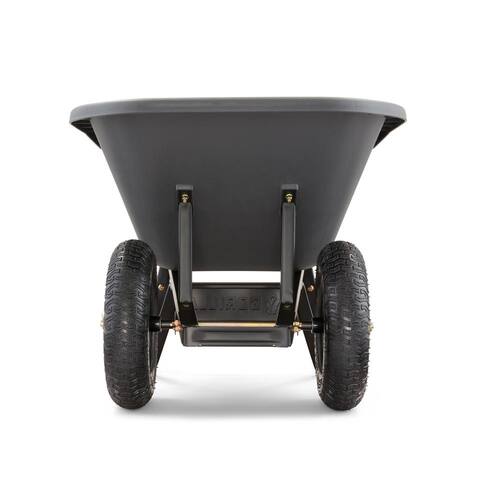 Wheelbarrow Dual-Wheel Pro-Grade Poly Bucket Steel Handles Dual 16 in. Pneumatic Wheels Easy-Dump Design 8 cu. ft.