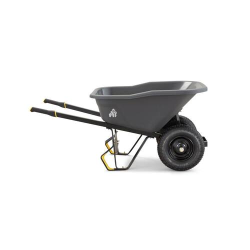 Wheelbarrow Dual-Wheel Pro-Grade Poly Bucket Steel Handles Dual 16 in. Pneumatic Wheels Easy-Dump Design 8 cu. ft.