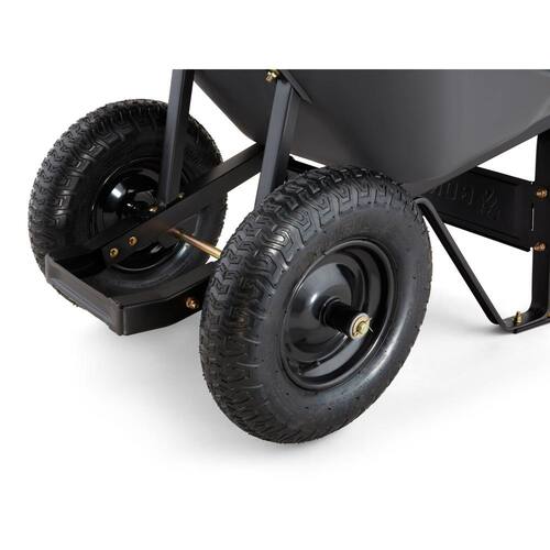 Wheelbarrow Dual-Wheel Pro-Grade Poly Bucket Steel Handles Dual 16 in. Pneumatic Wheels Easy-Dump Design 8 cu. ft.