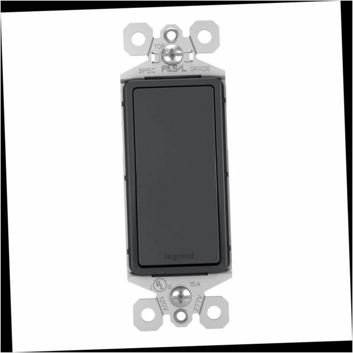 Light Switch 15 Amp 120 Volt 3-Way Decorator/Rocker Graphite 1pc.