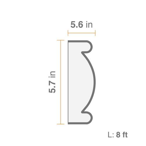 Composite Trim Moulding  5-1/2 in. x 2 in. x 8 ft. Gray Spanish 132