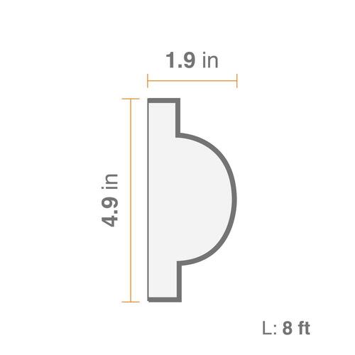 Composite Trim Moulding  5 in. x 2 in.x 8 ft. Gray California 257