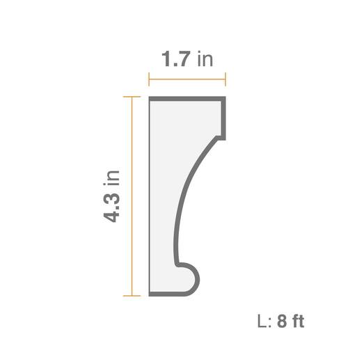 Composite Trim Molding 4 in. x 1.5 in. x 8 ft.  Gray Italian 260