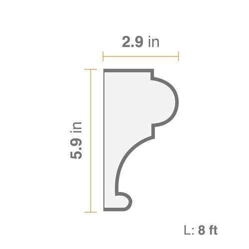 Composite Sill Moulding 6 in. x 3 in. x 8 ft. Gray California 557