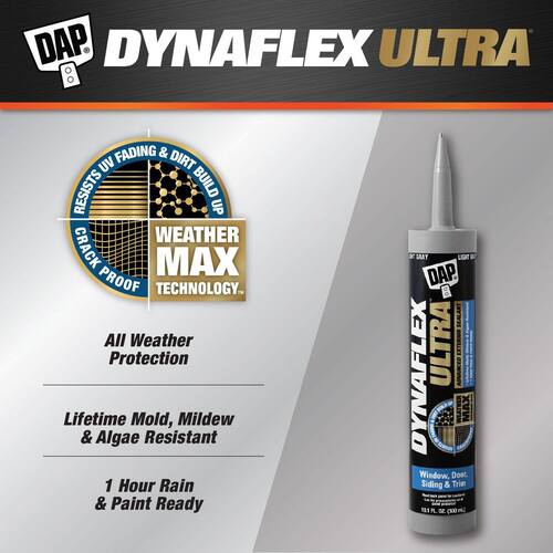 Exterior Sealant, DYNAFLEX Ultra, Advanced, Gray, Window, Door, and Siding, 10.1 oz.