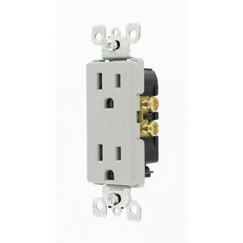 Duplex Outlet Residential Grade Self Grounding 15 Amp Gray 1pc.