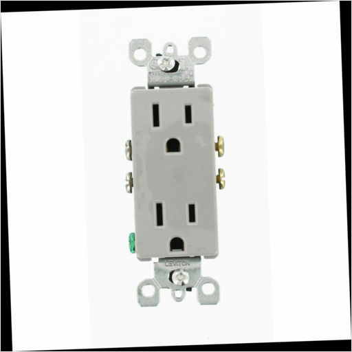 Duplex Outlet Residential Grade Self Grounding 15 Amp Gray 1pc.