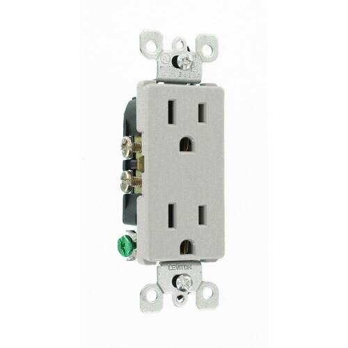 Duplex Outlet Residential Grade Self Grounding 15 Amp Gray 1pc.