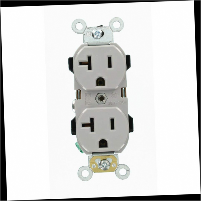 Outlet Duplex 20 Amp Industrial Grade Heavy Duty Self Grounding, Gray