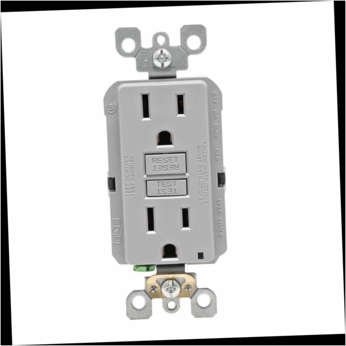 GFCI Outlet Self-Test SmartlockPro Slim Duplex 15 Amp, Gray