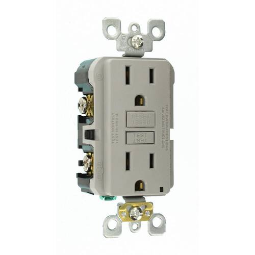 GFCI Outlet Self-Test SmartlockPro Slim Duplex 15 Amp, Gray