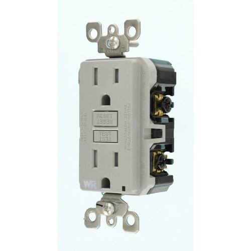 Outlet 15 Amp 125-Volt Duplex Self-Test Tamper Resistant/Weather Resistant GFCI Gray