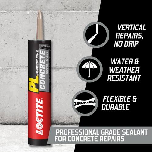 Polyurethane Sealant, PL Concrete Crack and Masonry, Limestone, 10 oz Cartridge (each)