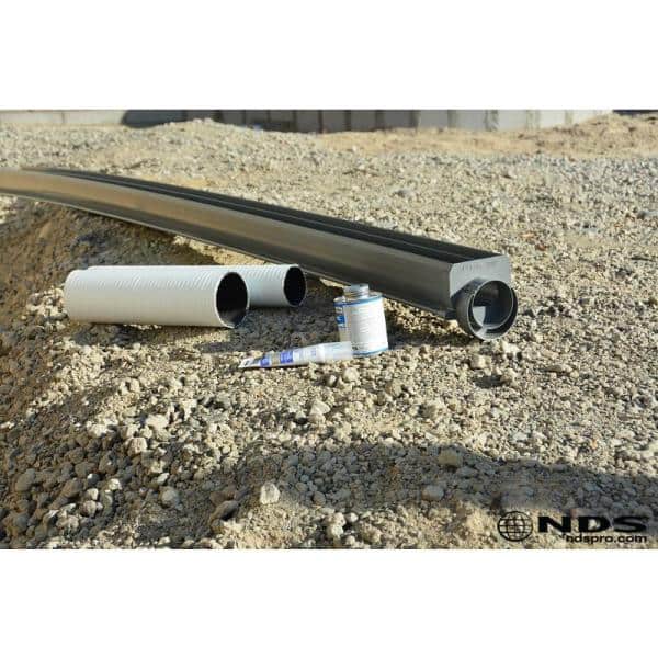 Channel Drains 3 in. x 4 in. Speed-D End Outlet Poly Grey 4